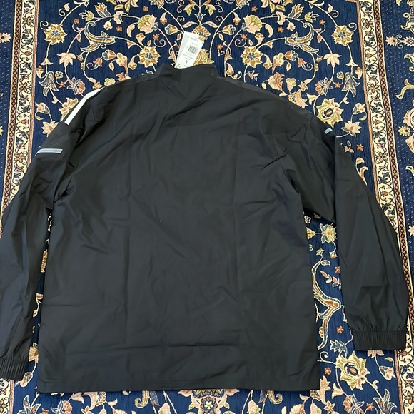 Black with white stripes adidas mens pullover windbreaker - Picture 4 of 9